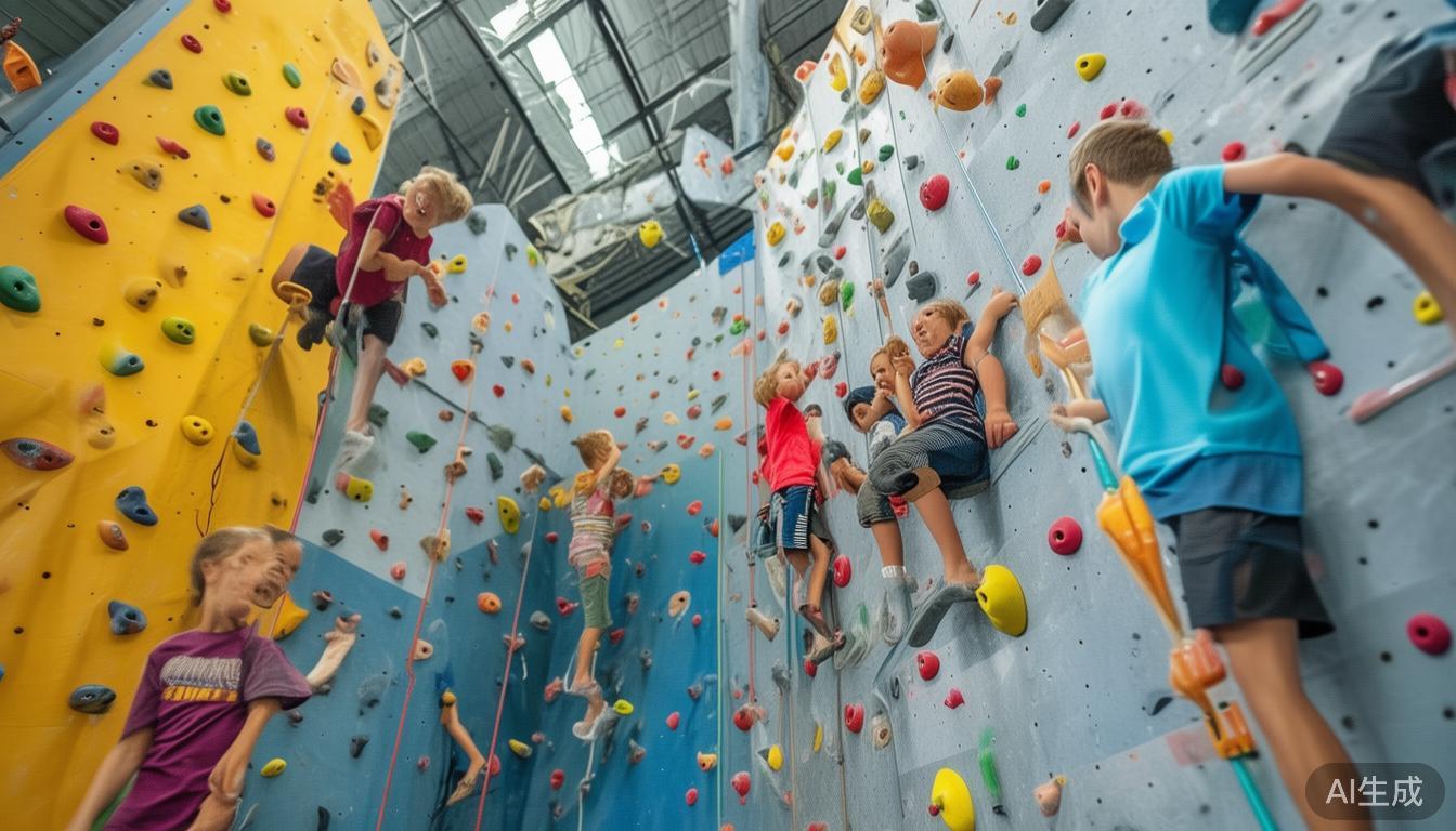 攀岩不仅能够增强儿童的身体协调性和力量，还能培养他